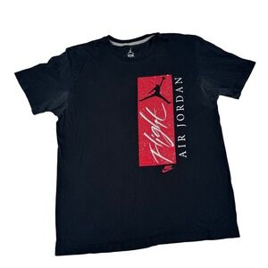 Nike Air Jordan Flight Men L Graphic Tee T-Shirt Black Red Jumpman Sporty Grunge